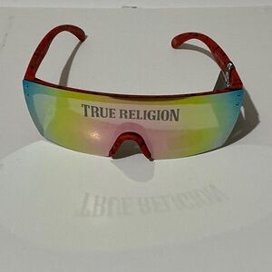 NWT True Religion Red Black Paint Splash Men’s Polarized Sunglasses